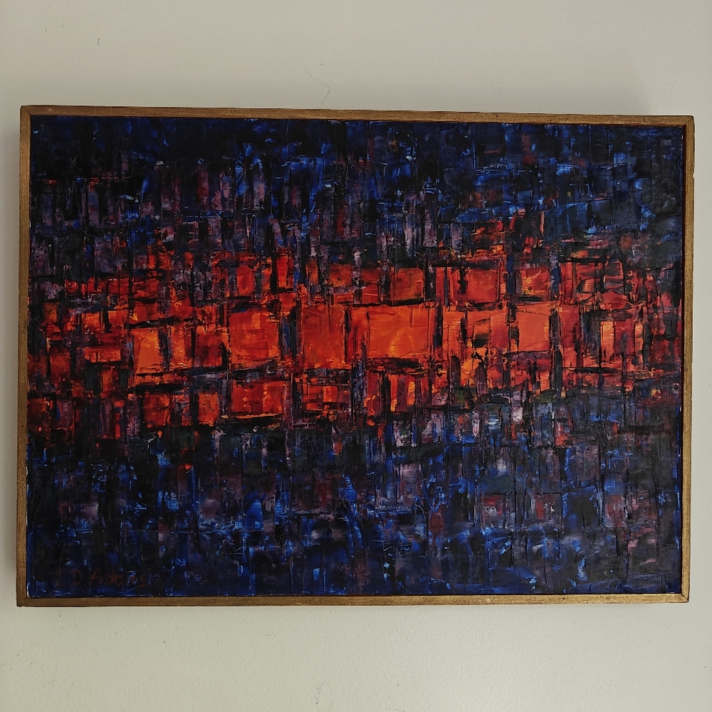 Vintage Original Abstract Painting By Julia Adams